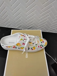 Nib Michael Kors Womens Poppy Slide Sneaker Op White Multi 9.5 - Picture 1 of 4