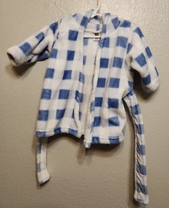 HB Boys Bath Robe Baby/Toddler 0-9mos Blue/White Checkered - Picture 1 of 4
