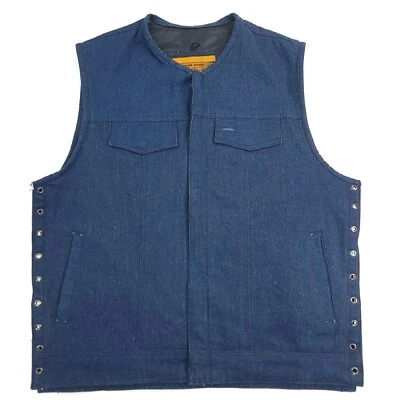 Dream Apparel Heavy Motorcycle Blue Denim Vest Deep Inside Pockets Men's Size 48 - Image 1 of 4