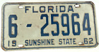 Vintage Florida 1962 Auto License Plate Palm Beach County Collector Wall Decor