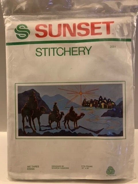 Vintage Sunset Stitchery Crewel Kit We Three Kings 10x20