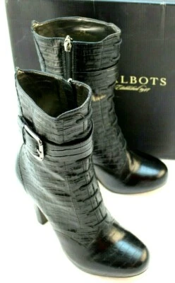 New TALBOTS Simone 3 Size 6.5 M Black Leather Fashion Boot RETAIL $289 RARE FIND - Image 1 of 4