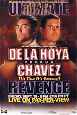 Original Vintage Julio Cesar Chavez vs. Oscar de la Hoya 2 Boxing Fight Poster Cover