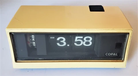 Copal Flip Clock Alarm RP-200 Yellow Tested Good From Japan 120V Cover