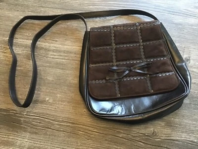 AUTÉNTICO BOLSO DE MANO BANDOLERA DE GAMUZA LTHR MARRÓN CHOCOLATE VAN ELI TOTE Foto 1 de 4