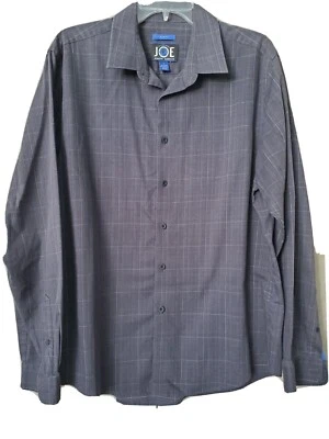 Camisa masculina Joseph Abboud JOE mistura de algodão xadrez slim fit casual com botões tamanho G - Imagem 1 de 4