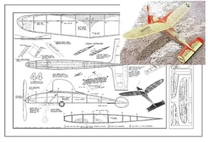 Comet Model Airplane Plans (FF): Jupiter 20" Span Rubber-Powered (1947) - Picture 1 of 2