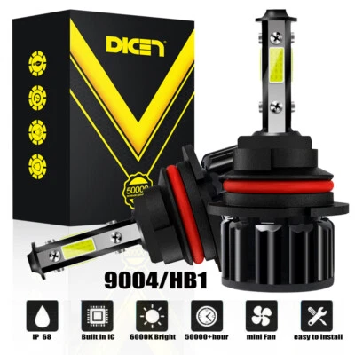 2x 9004 HB1 LED Headlight Bulbs High Low Beam Kit Super Bright 1000000LM 10000K - Image 1 of 4