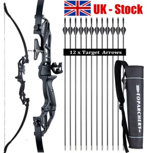 Archery 54" Recurve Bow SET & 12x ARROWS &/or QUIVER for Hunting Target Practice - Picture 1 of 31