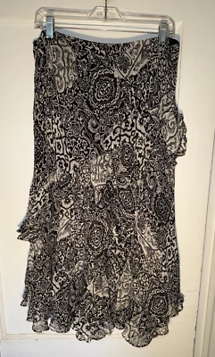 Maxi falda vintage Lauren Ralph Lauren 100 % seda con volantes en capas talla M Foto 1 de 4