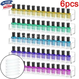 Set of 6 Storage Holders Book Photo Nail Polish Display Rack Wall Mount Shelf - Picture 1 of 11