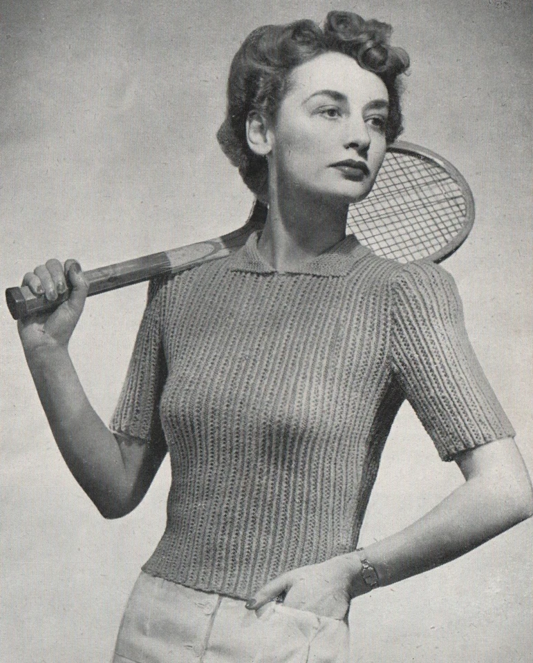 Vintage Knitting Pattern Ladies 1940s Rib Sweater/Jumper. 34"-36" Bust. - Image 1 of 1