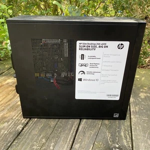 HP Slim 260-a020 Win 10 Desktop 6GB RAM, DVD Burner, NO AC Adapter. UNTESTED - Picture 1 of 6