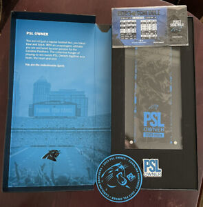 2023 Carolina Panthers PSL OWNERS Box Items Slab, Pin, Magnet Sticker Box