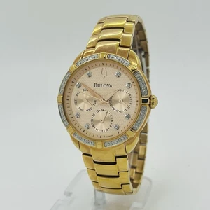 Bulova Diamond Damenuhr Roségold Zifferblatt Tag/Datum 36 mm 98R178 - Bild 1 von 7