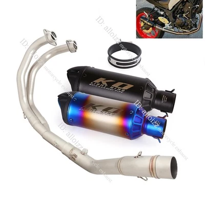 Silenciador negro tubo de escape delantero completo para Yamaha YZF R3 2015-2023 MT-03 16-23 Foto 1 de 4