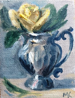 ACEO ORIGINAL oil painting  - Rose flowers - 2.5x3.5 in  MK - image 1 of 4