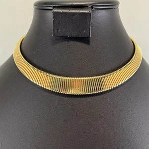 Monet goldfarben Halsband Halskette abgestufte Glieder Faltschließe signiert - Bild 1 von 7