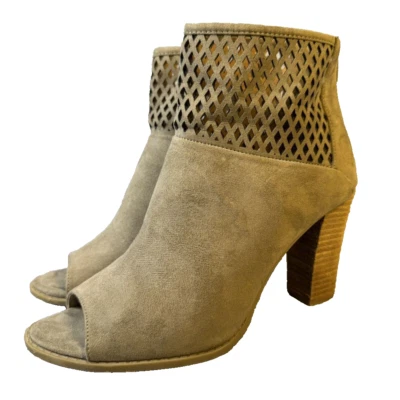 Botín Report Rayce Punta Abierta Corte Apilado Tacón Bloque Cremallera Talla 9 Foto 1 de 4