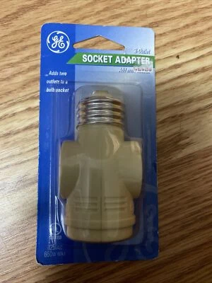 GE 2-Outlet Socket Adapter, Add 2 Outlets to a Bulb Socket, 2 Prong - Image 1 of 2