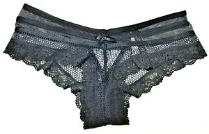 XS NWT Victoria's Secret dark gray straps fishnet lace cheeky panty $16.50 (a41a