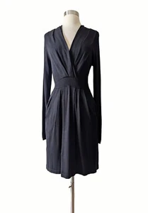 BCBGMAXAZRIA Pulloverkleid Strick schwarz Seidenmischung Pullover Taschen Petites SP - Bild 1 von 9
