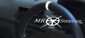 FITS MERCEDES B CLASS W245 05-11 REAL LEATHER STEERING WHEEL COVER + WHITE STRAP - Picture 1 of 6