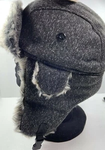 Clear Creek / Mens Insulated Faux Fur / Quilted Trapper Hat / NWT / Dk Grey  - Picture 1 of 8