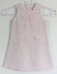 HIPO JUNIOR Size 4/5 Years Pink Checks Sleeveless Dress (Fabric from Europe) - Picture 1 of 3