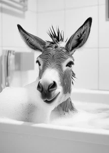 Burro en bañera - Lindo baño divertido - Póster - Imagen 1 de 5