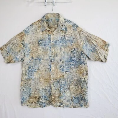 Camisa TravelSmith masculina 2XL XXL havaiana tribal casual botão para cima manga curta - Imagem 1 de 4