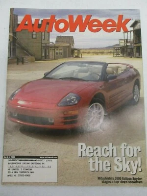 AUTO WEEK MAGAZINE APRIL 3, 2000 MITSUBISHI ECLIPSE SPYDER DODGE NEON CAR - Image 1 of 2