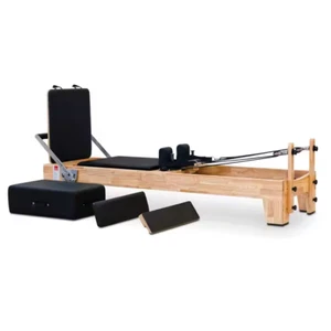 Pilates Reformer Machine Set 10 Year Warranty Workout Black Oak Wood - Picture 1 of 9