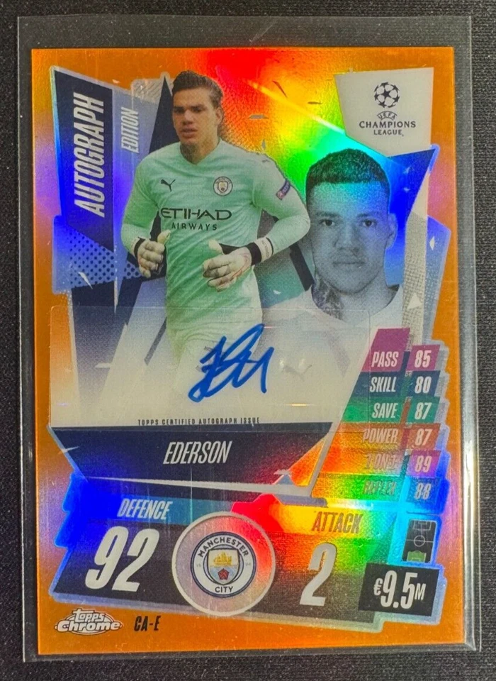 Topps 2020-21 Match Attax Chrome Manchester City Ederson Autograph Orange /25 - Image 1 of 2