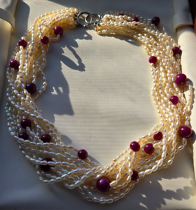 Tiffany & Co Pearl Ruby Torsade Necklace Vintage