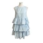 Who What Wear Womens Xs Blue Baby Gingham Check Sleeveless Multi Tiered Dress