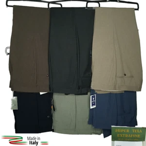 Pantalone Uomo Classico In Fresco Lana Elegante Vita Alta Gamba Larga 46 48 50 5 - Imagen 1 de 23
