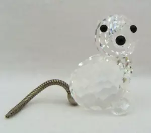 Estatuilla de gato sentado de cristal de Swarovski con nariz y ojos negros cola de metal flexible - Imagen 1 de 11