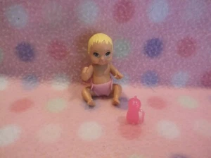 Barbie Baby Girl Infant Doll In Pink Diaper & Baby Bottle Accessory #2 Set New! - Picture 1 of 3