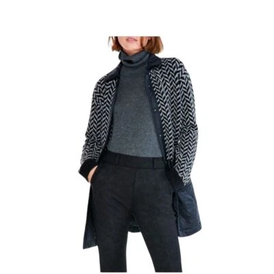 NIC+ZOE Quilted Mix Media Knit Coat in Black Multi Size Large - Image 1 of 4