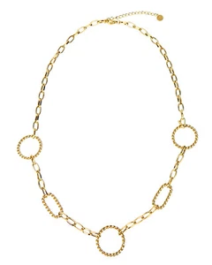 Ella Jonte Halskette gold Gliederkette Ringe Edelstahl kurze Kette 51 - 56 cm - Bild 1 von 3