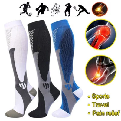 UK Stock Compression Socks Mens 20-30 mmhg Leg Support Sports Running Unisex - Image 1 of 4