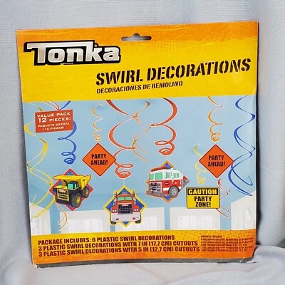 Tonka Party Decorations 12 Pieces NIP New Construction Fire Trucks  - Image 1 of 4