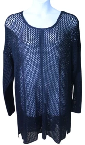 Ellos Open Knit Coverup/Long Tunic Sweater Black Size 26/28 (E53) - Picture 1 of 13