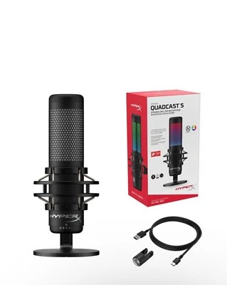 HyperX QuadCast S RGB Lighting USB Condenser Microphone Wired Mic - Black - Image 1 of 2