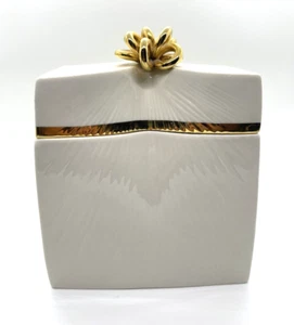 D'arte Agostinelli Italien Porzellan Geschenk Schmuck Box weiß & gold Vintage - Bild 1 von 10