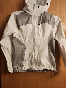 The North Face Hyvent Women's Sz S Small Gray White Hooded Jacket Coat - Picture 1 of 9
