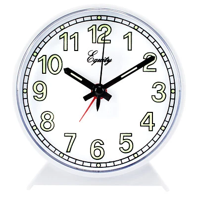 14074 Equity by La Crosse Key Wind Analog Quartz Alarm Clock - White - Image 1 of 4