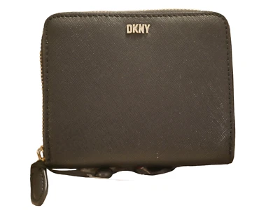 NEW WT WOMEN'S DKNY BLACK SMALL ZIP AROUND WALLET VELITA R1211O83 $98 - Image 1 of 4