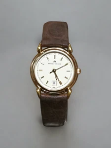 Maurice Lacroix Ladies Gold-Tone Wrist Watch Date Subdial Rotary Leather Strap - Picture 1 of 12